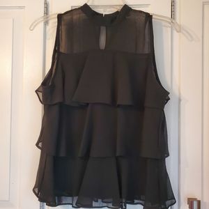 NWOT Apt. 9 black sleeveless mesh ruffle top